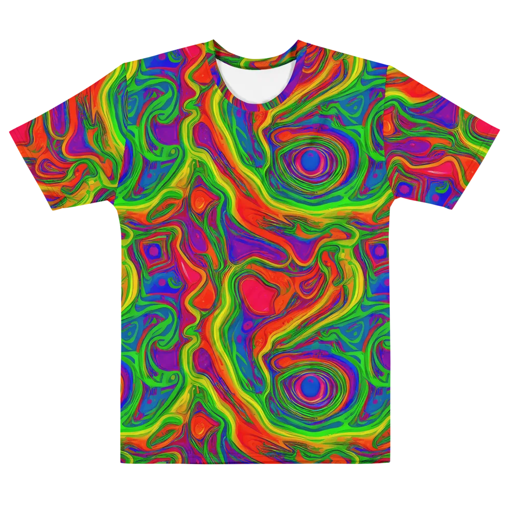 Psychedelic Waves on Men's Cotton Crew Neck T-Shirt — Front