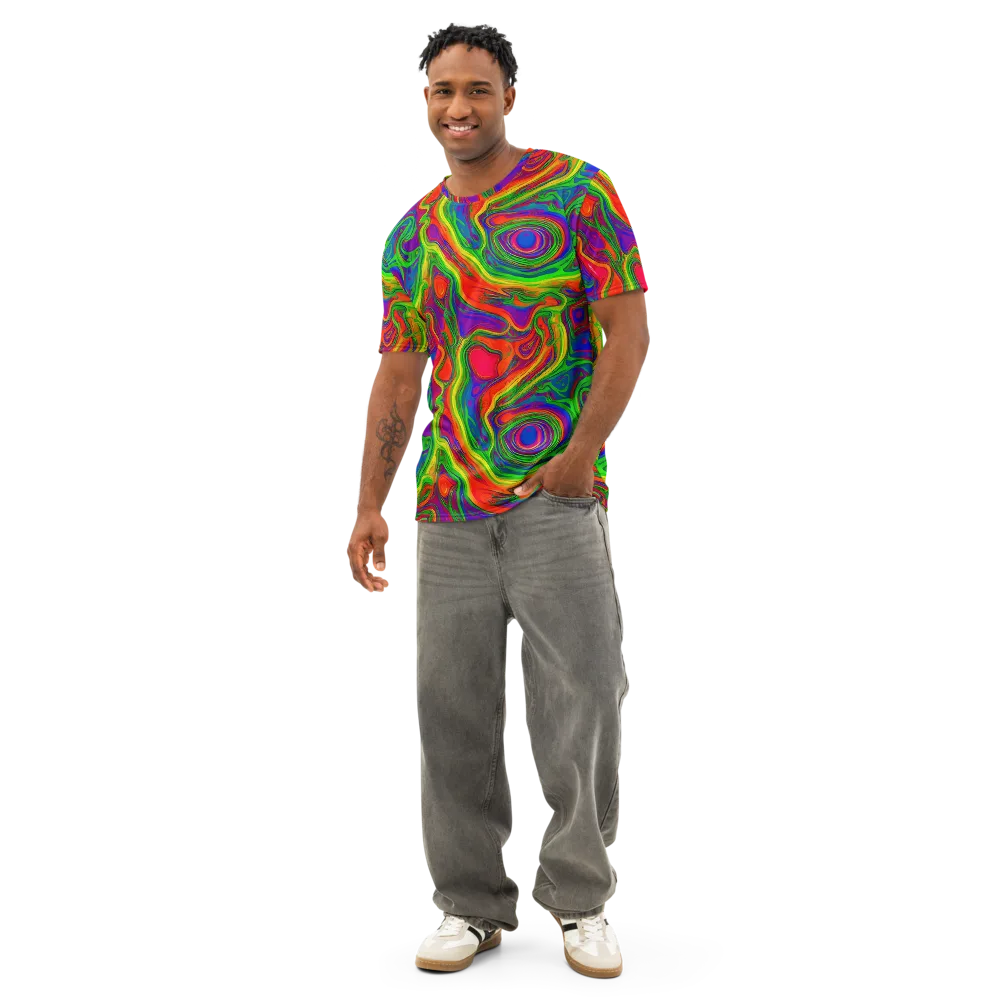 Psychedelic Waves on Men's Cotton Crew Neck T-Shirt — Front