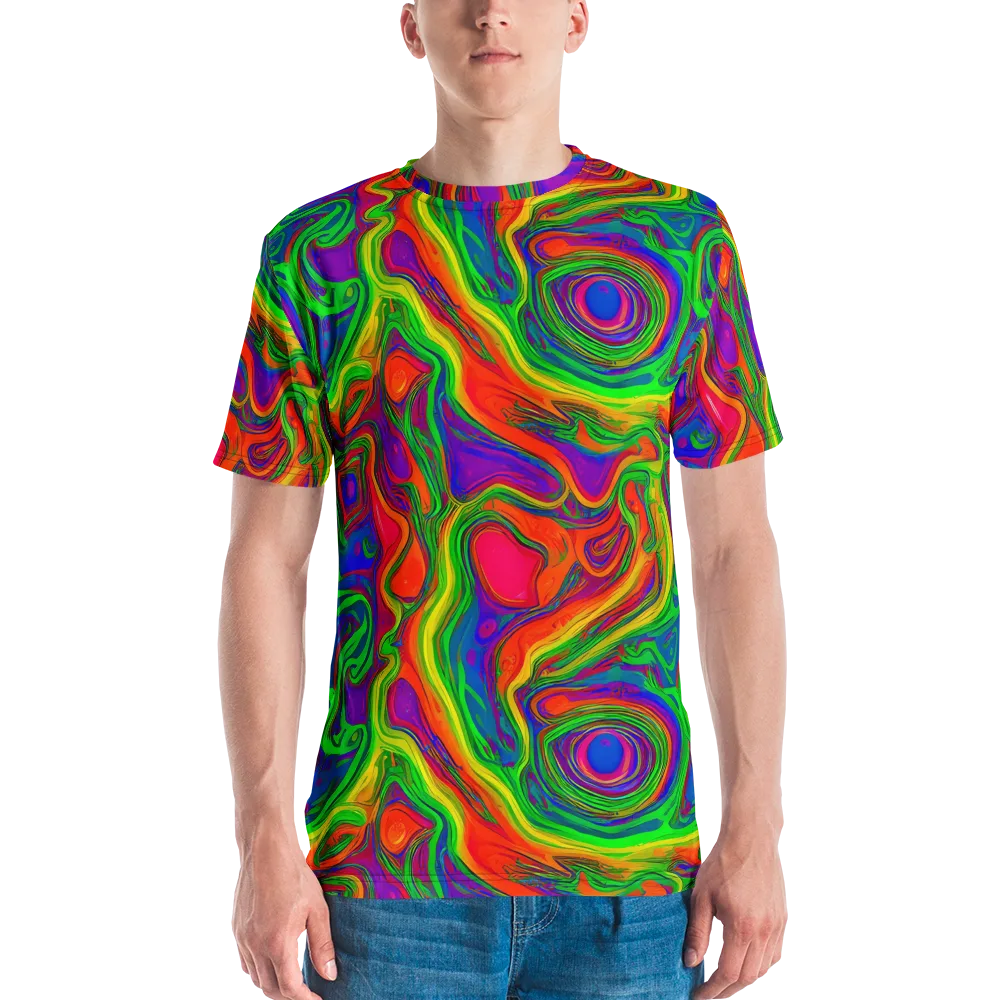 Psychedelic Waves on Men's Crew Neck T-Shirt — Front