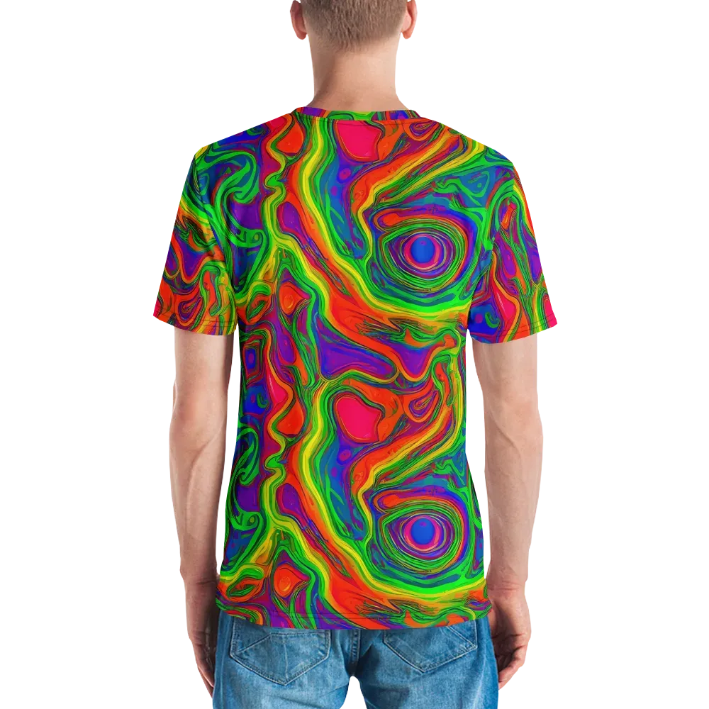 Psychedelic Waves on Men's Crew Neck T-Shirt — Back