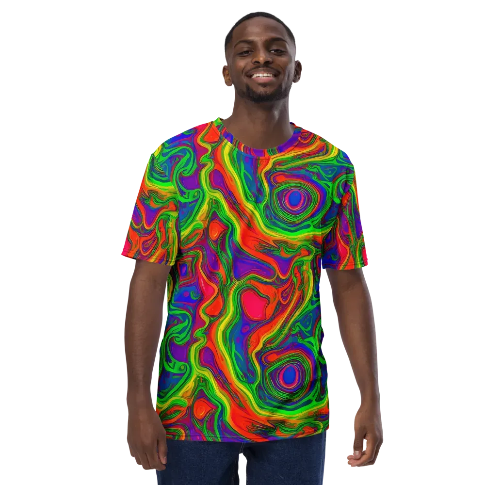 Psychedelic Waves on Men's Crew Neck T-Shirt — Front