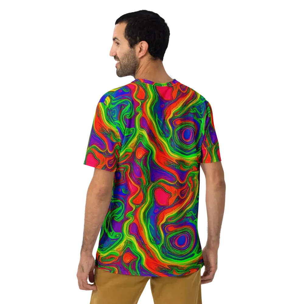 Psychedelic Waves on Men's Crew Neck T-Shirt — Back