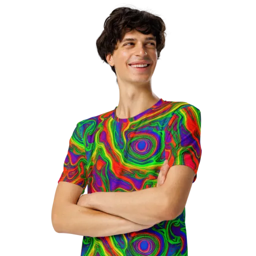 Psychedelic Waves on a Men's Crew Neck T-Shirt