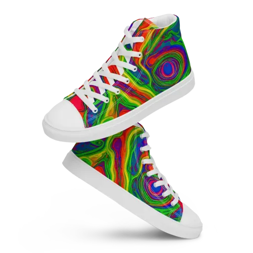 Psychedelic Waves on a Men's High Top Canvas Shoes