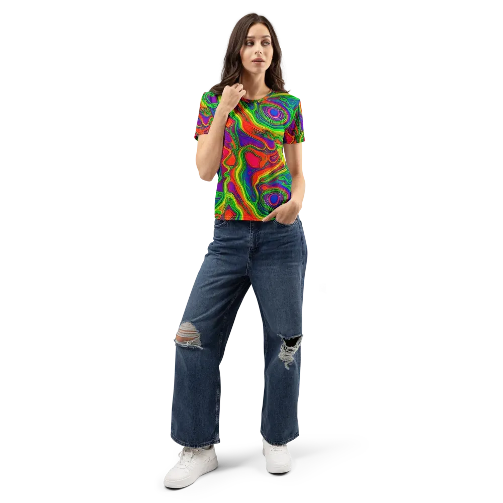 Psychedelic Waves on Women's Crew Neck T-Shirt — Front