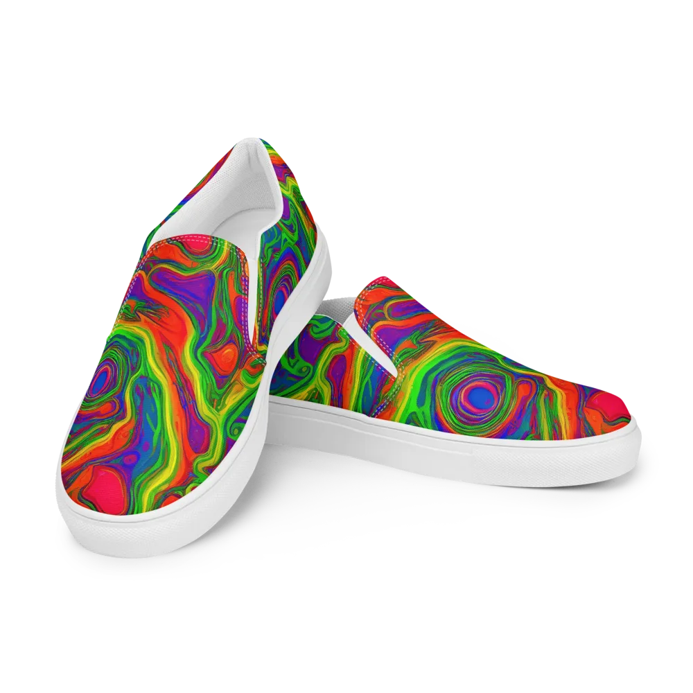 Psychedelic Waves on Men's Slip-On Canvas Shoes — Left Front