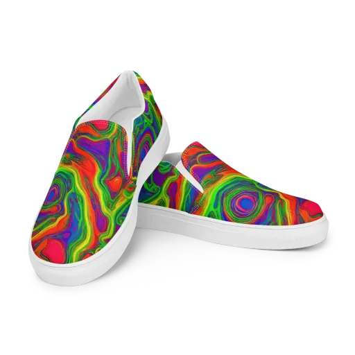 Psychedelic Waves on a Men's Slip-On Canvas Shoes