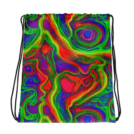 Psychedelic Waves on a Drawstring Bag