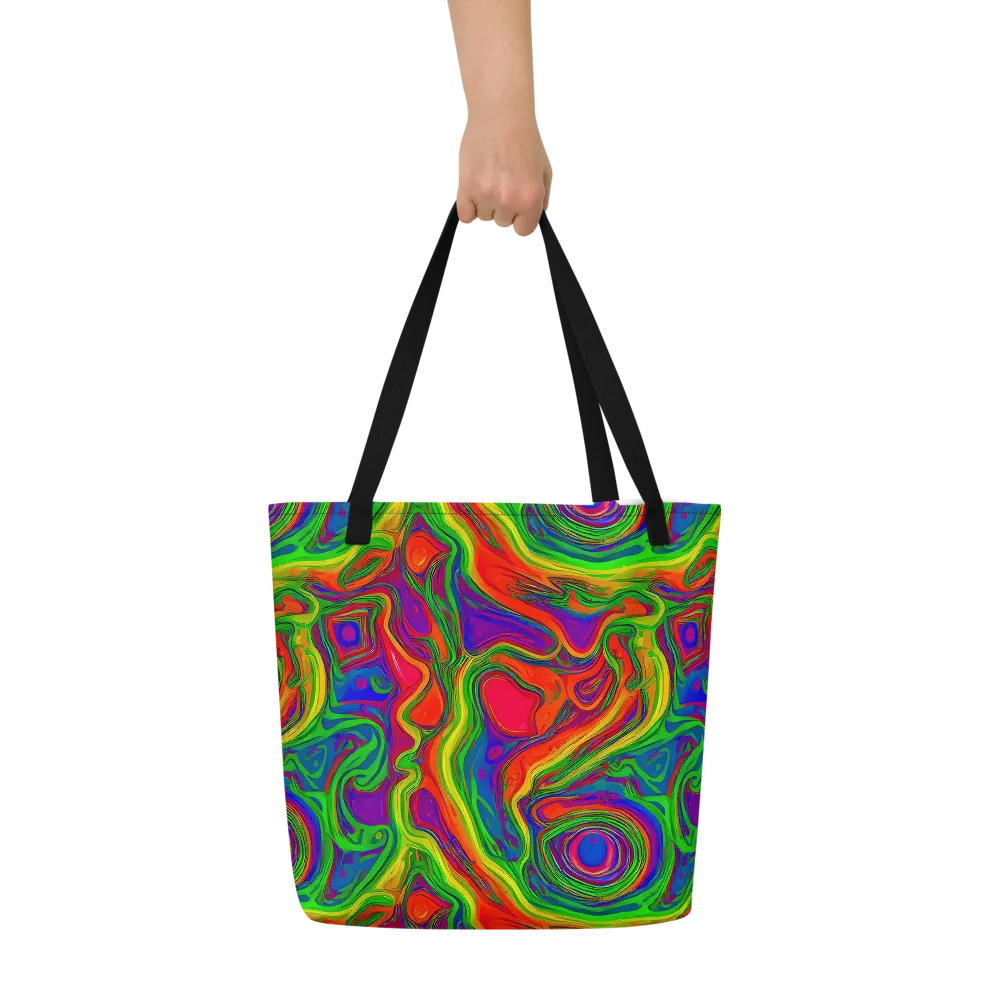 Psychedelic Waves on Large Tote Bag W/ Pocket — Front