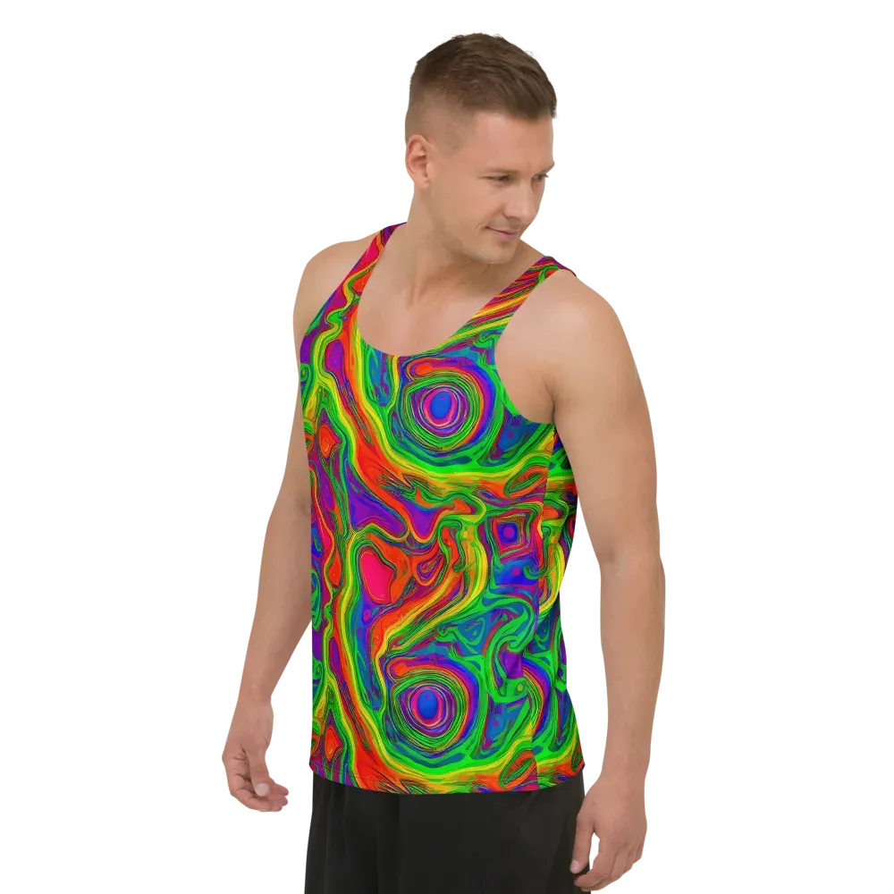Psychedelic Waves on Men's Tank Top — Left Front