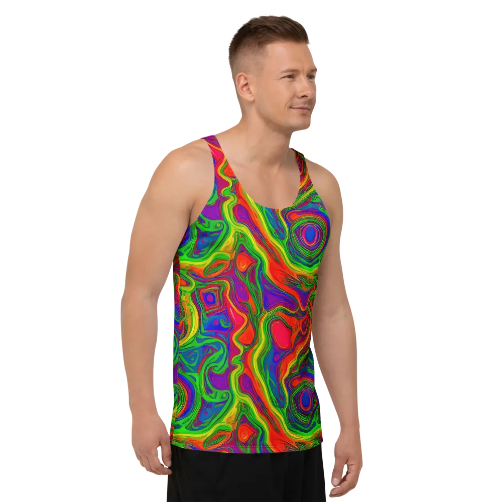 Psychedelic Waves on Men's Tank Top — Right Front