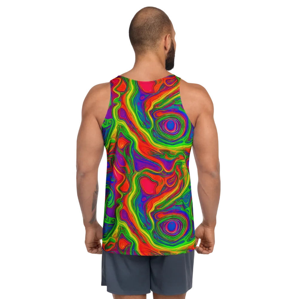 Psychedelic Waves on Men's Tank Top — Back