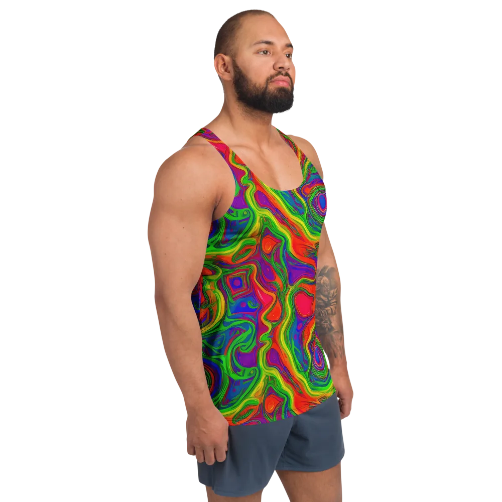 Psychedelic Waves on Men's Tank Top — Right Front