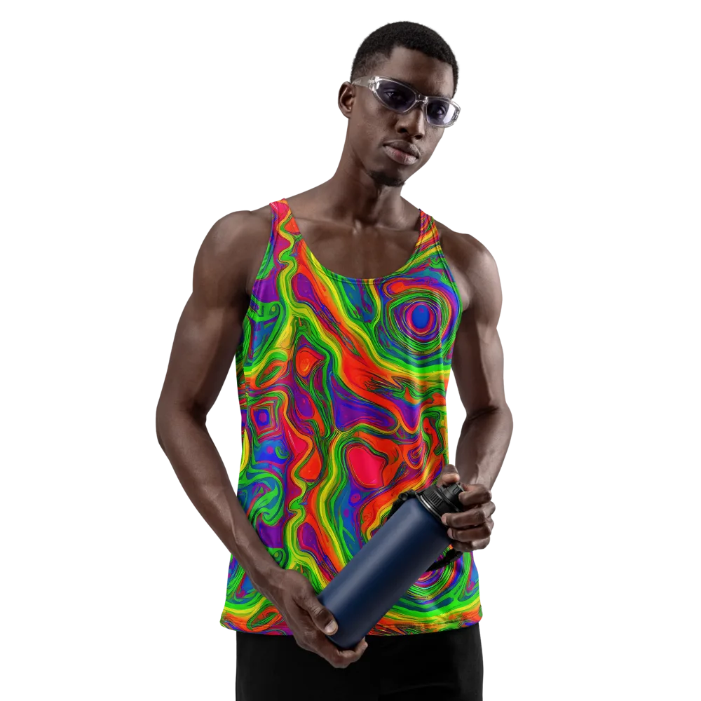 Psychedelic Waves on Men's Tank Top — Front