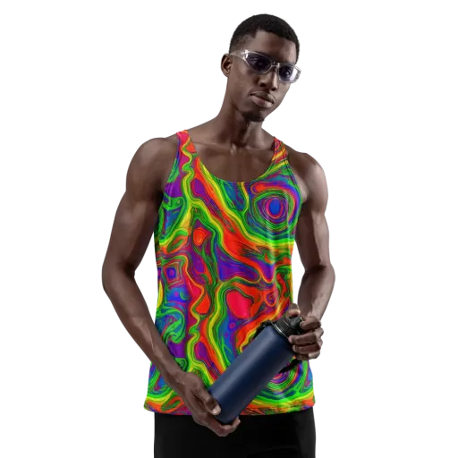 Psychedelic Waves on a Men's Tank Top