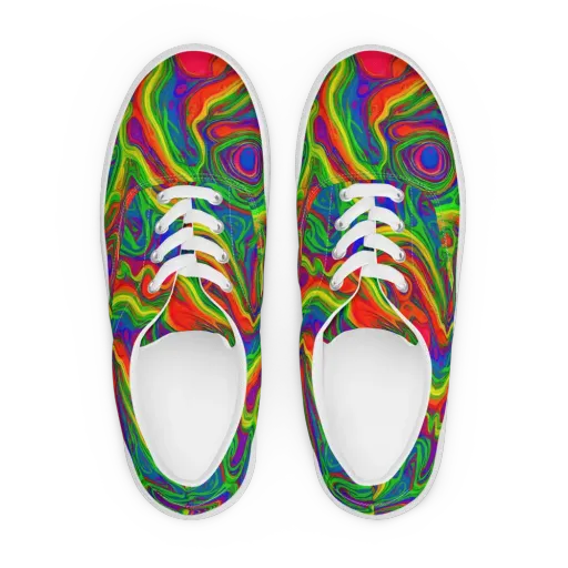 Psychedelic Waves on a Men's Lace-Up Canvas Shoes