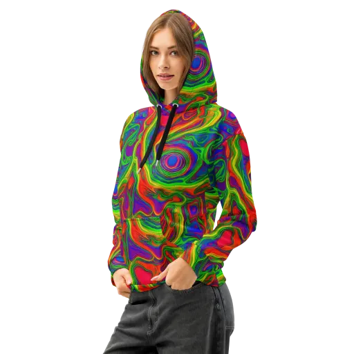 Psychedelic Waves on a Cotton Hoodie