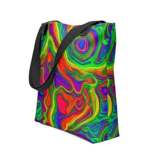 Psychedelic Waves on a Tote Bag