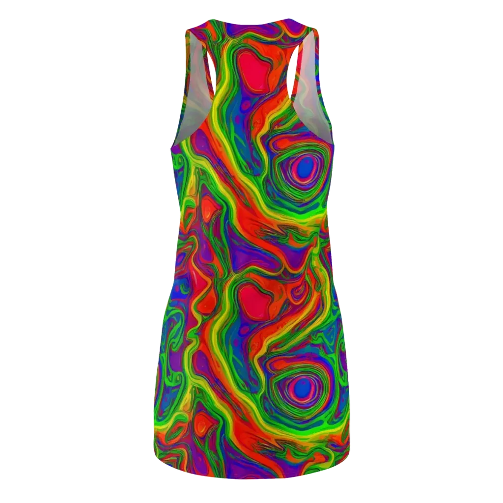 Psychedelic Waves on Racerback Dress — Back