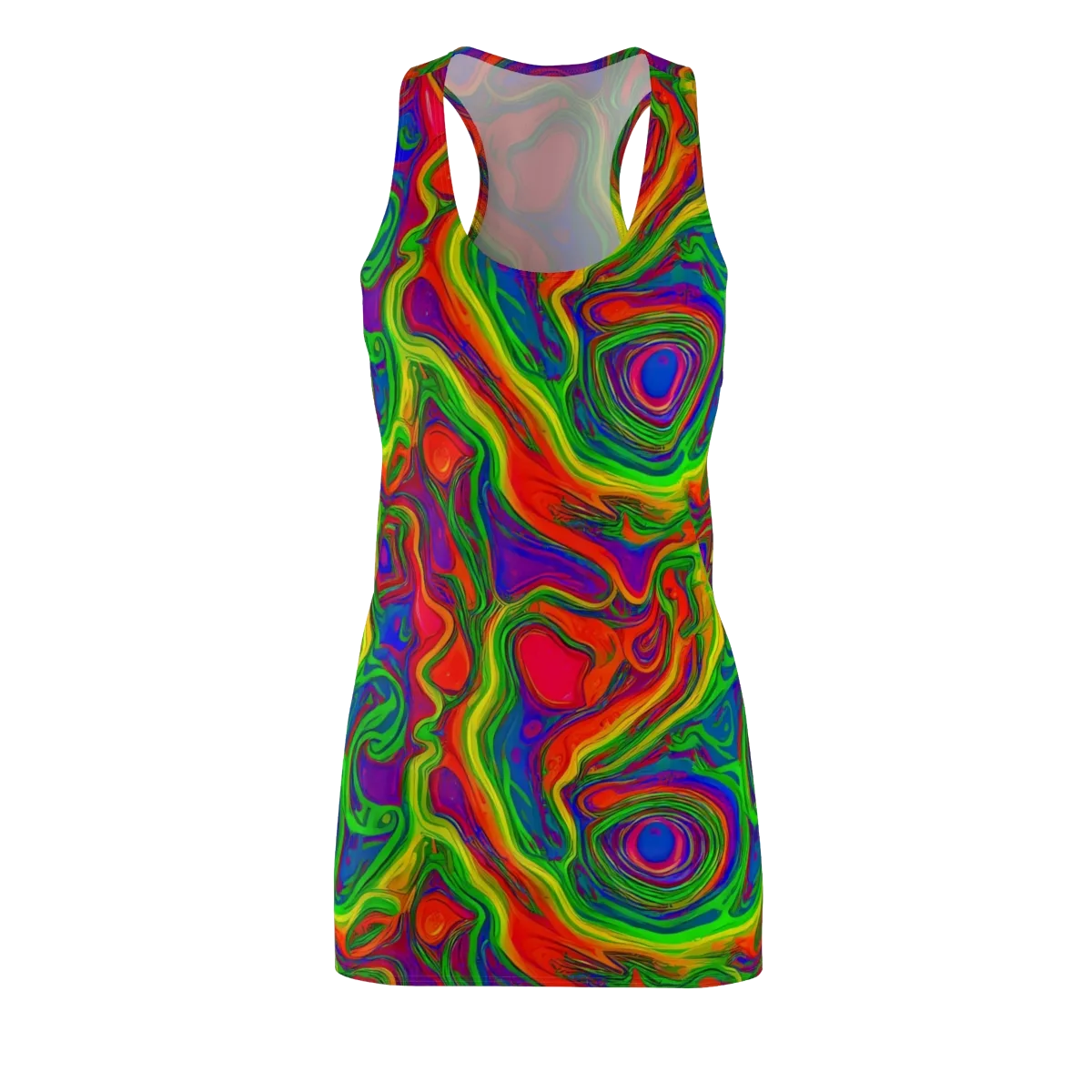 Psychedelic Waves on Racerback Dress — Front