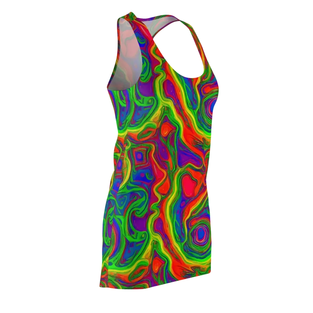 Psychedelic Waves on Racerback Dress — Front Side