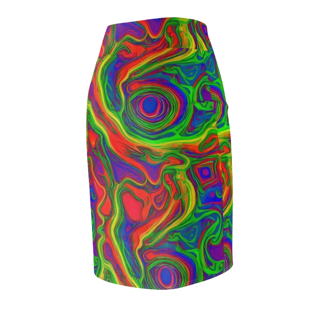 Psychedelic Waves on Pencil Skirt — Back Side