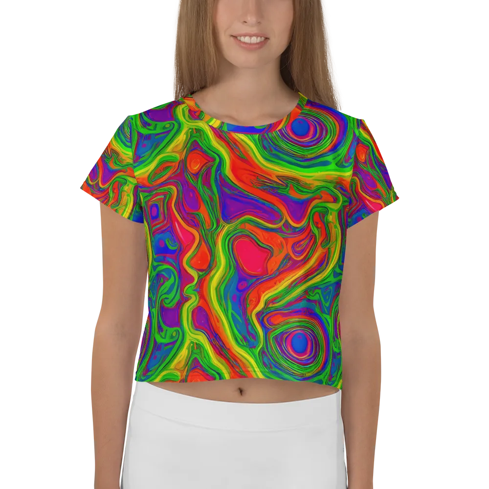 Psychedelic Waves on Crop Tee — Front