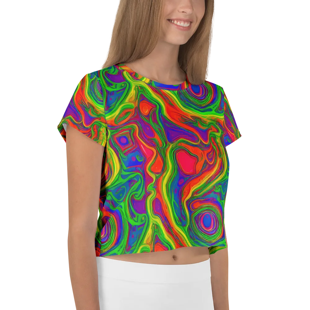 Psychedelic Waves on Crop Tee — Right