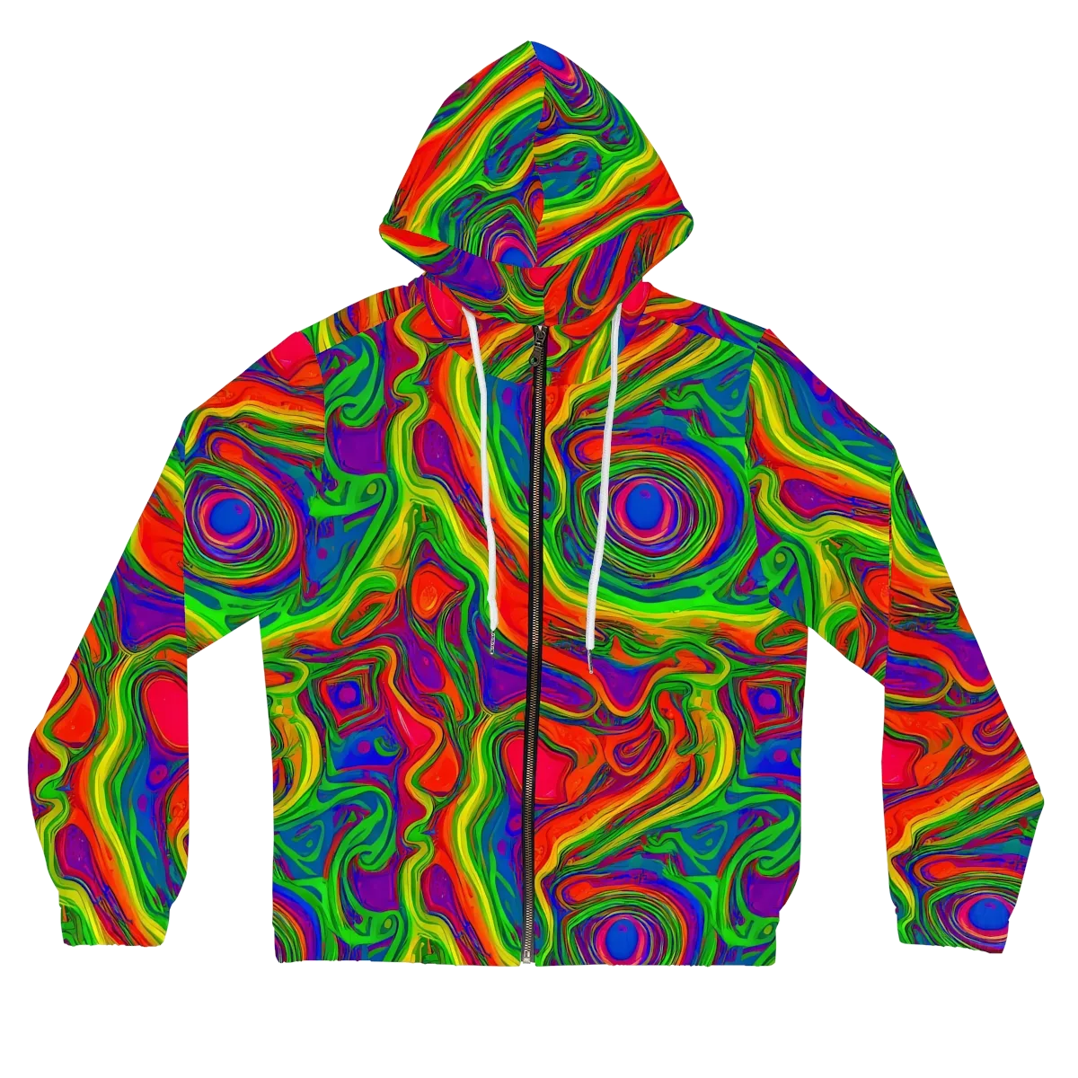 Psychedelic Waves on Women's Full-Zip Hoodie — Front