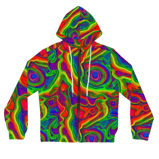 Psychedelic Waves on a Women's Full-Zip Hoodie