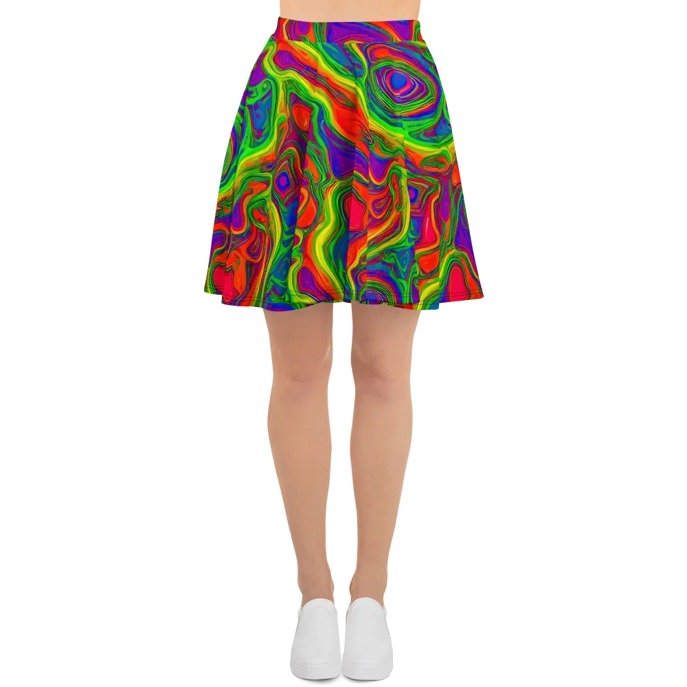 Psychedelic Waves on Skater Skirt — Front