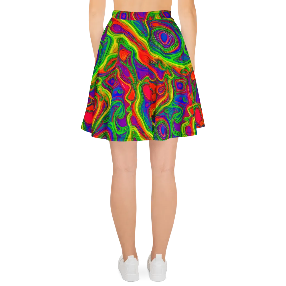 Psychedelic Waves on Skater Skirt — Back