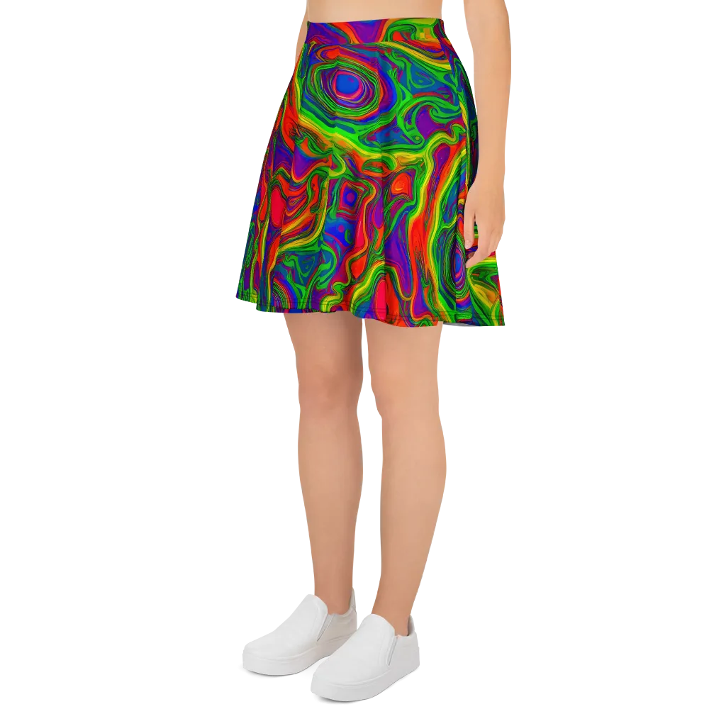 Psychedelic Waves on Skater Skirt — Left