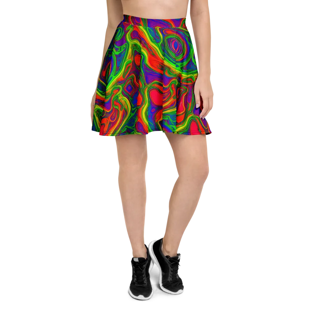 Psychedelic Waves on Skater Skirt — Front