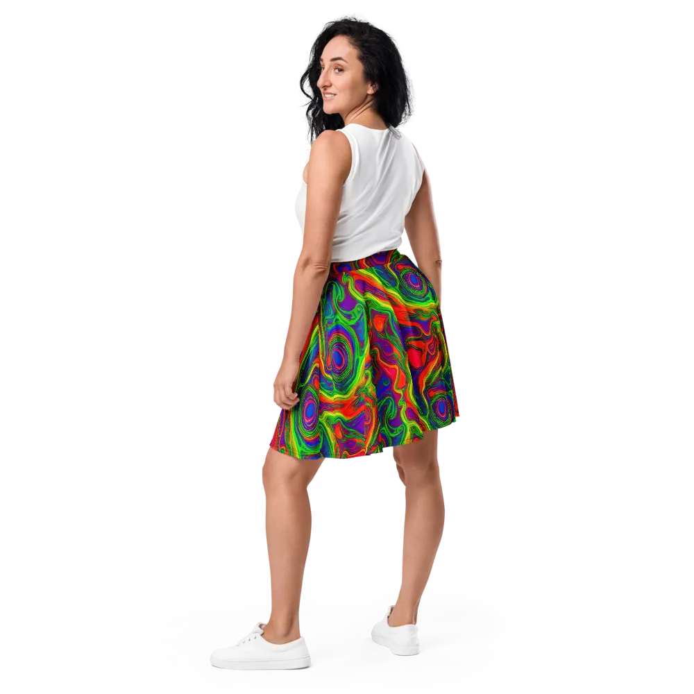 Psychedelic Waves on Skater Skirt — Back