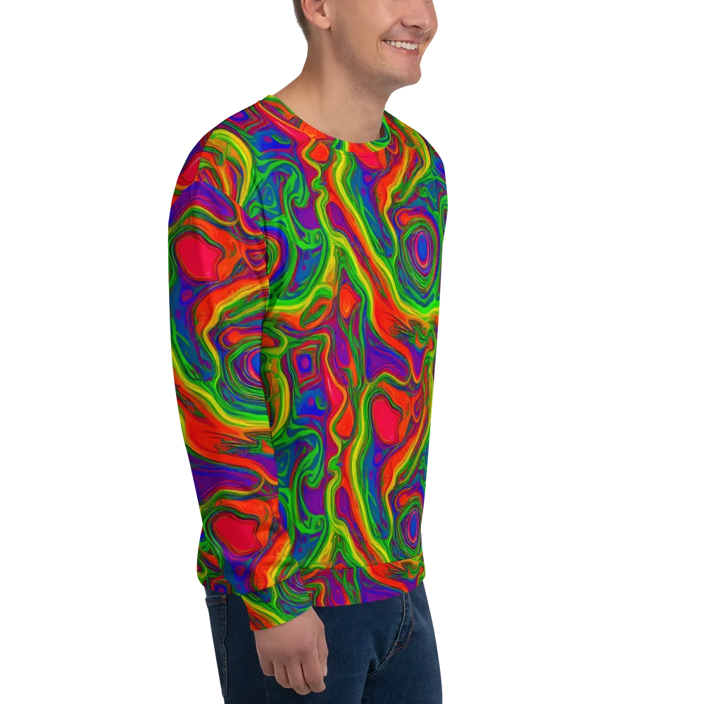 Psychedelic Waves on Sweatshirt — Right Front