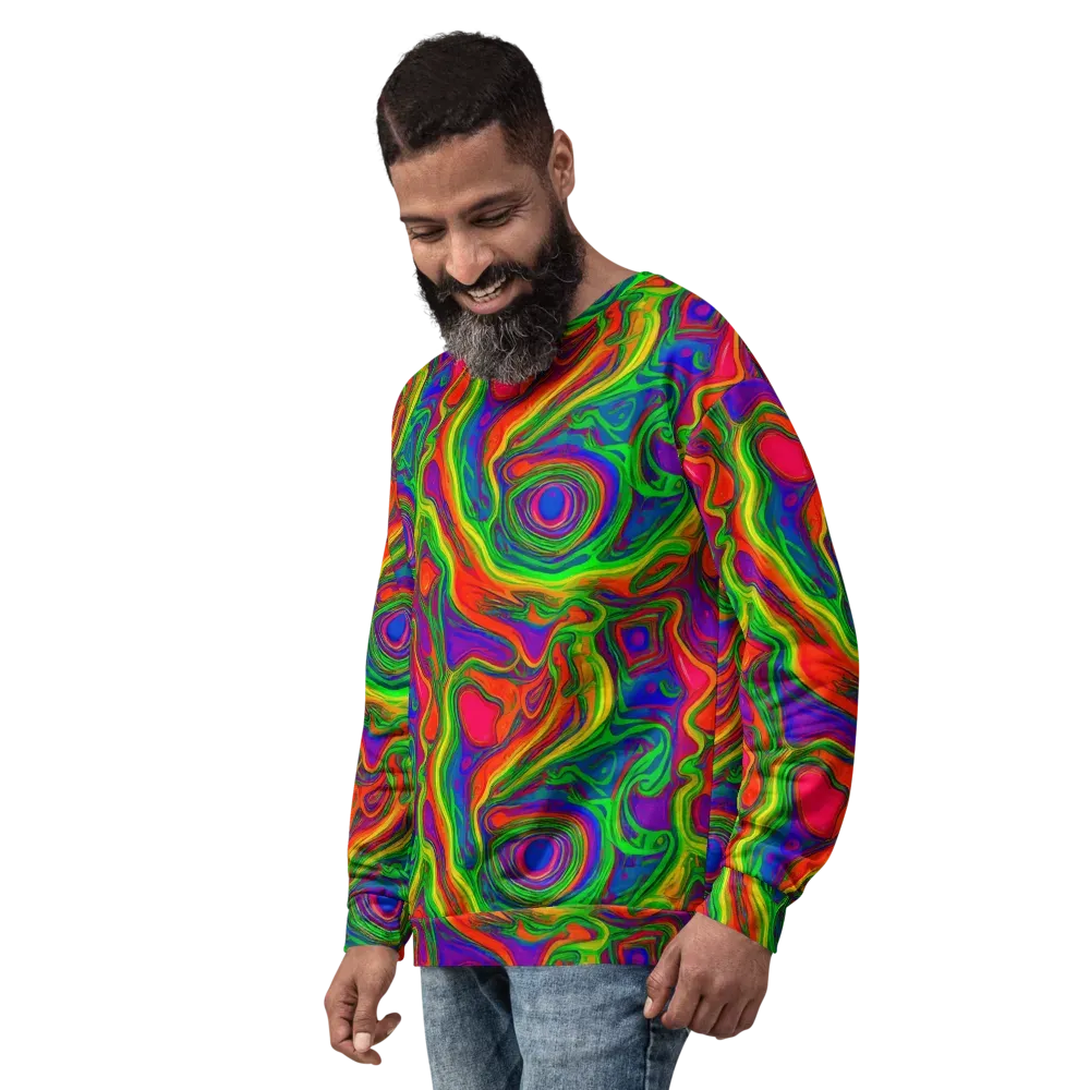 Psychedelic Waves on Sweatshirt — Left Front