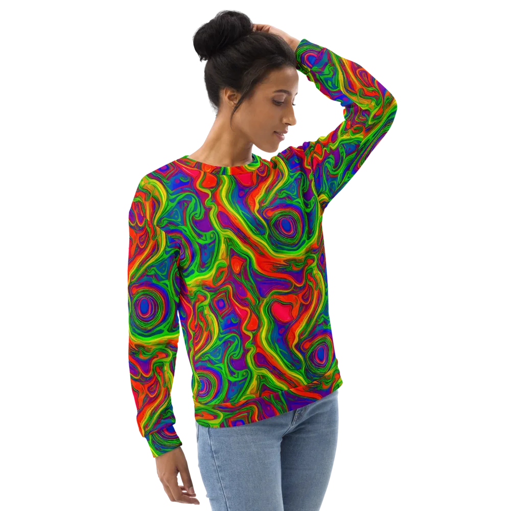 Psychedelic Waves on Sweatshirt — Right Front