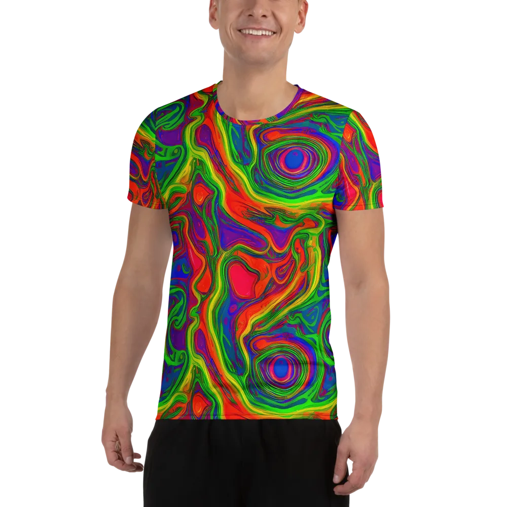 Psychedelic Waves on Men's Athletic T-Shirt — Front