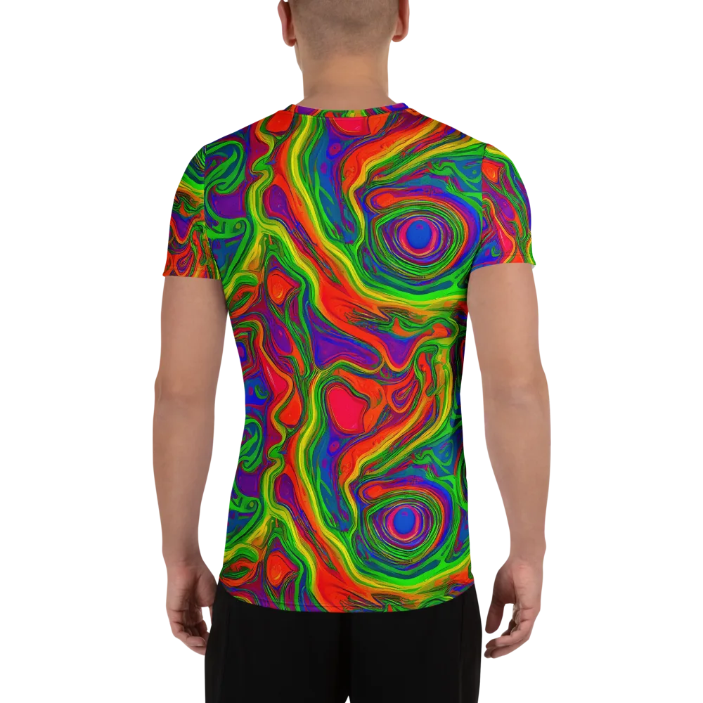 Psychedelic Waves on Men's Athletic T-Shirt — Back