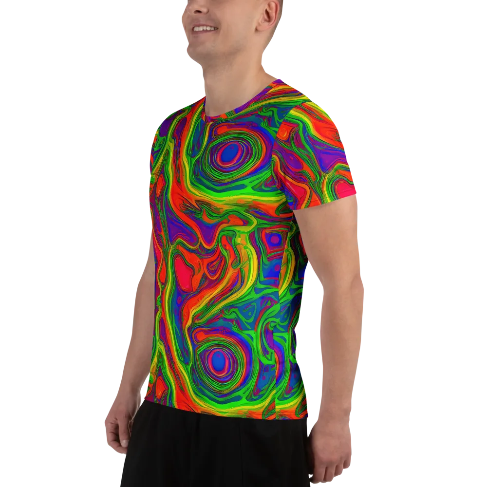 Psychedelic Waves on Men's Athletic T-Shirt — Left