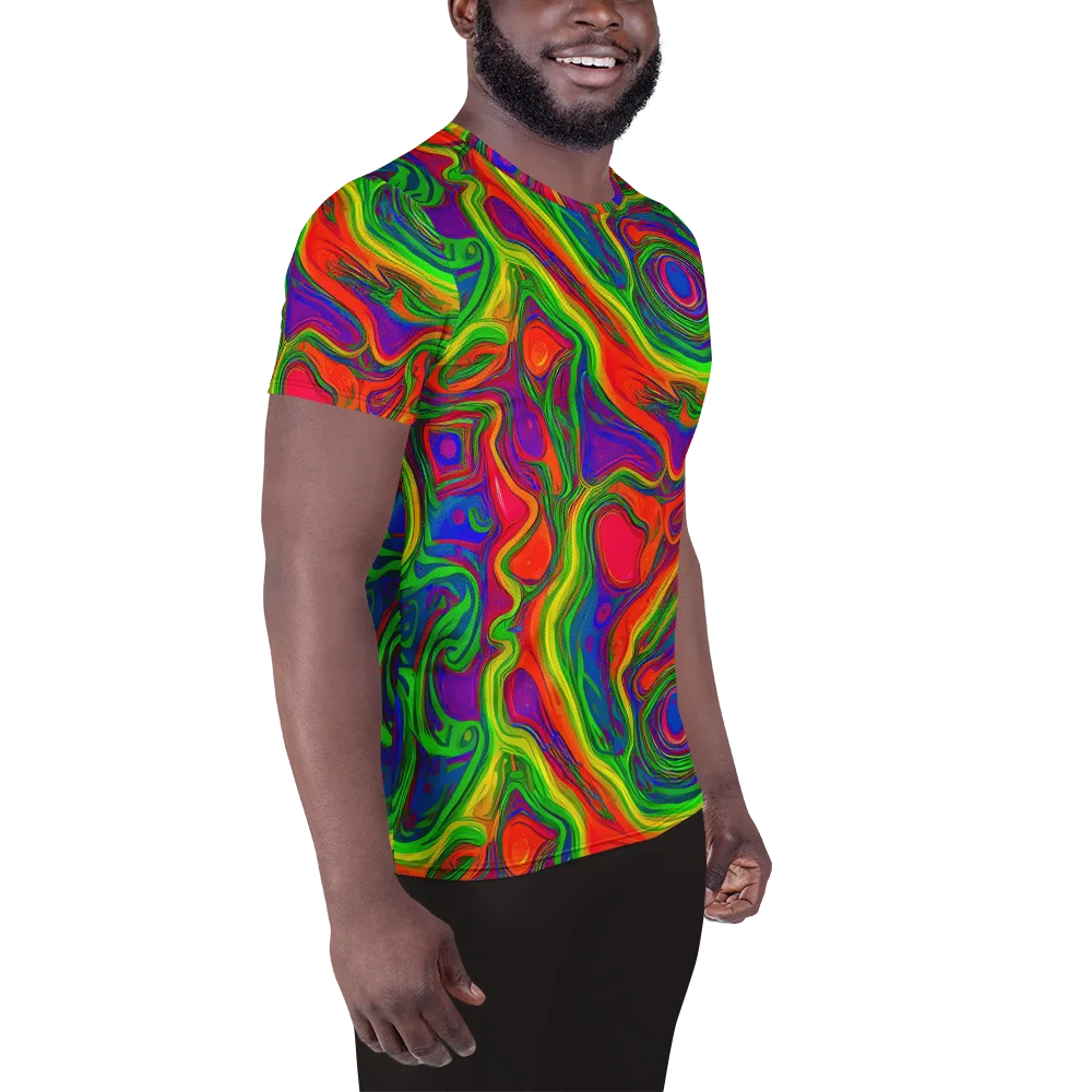 Psychedelic Waves on Men's Athletic T-Shirt — Right
