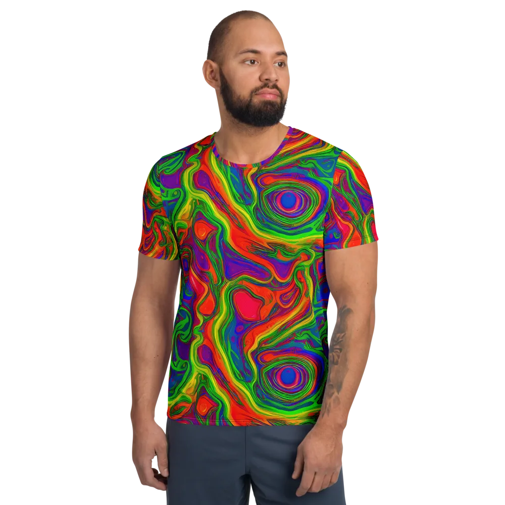 Psychedelic Waves on Men's Athletic T-Shirt — Front