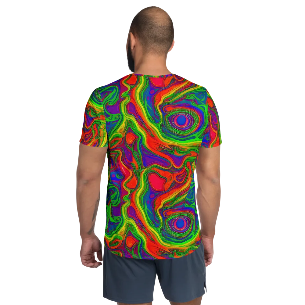 Psychedelic Waves on Men's Athletic T-Shirt — Back
