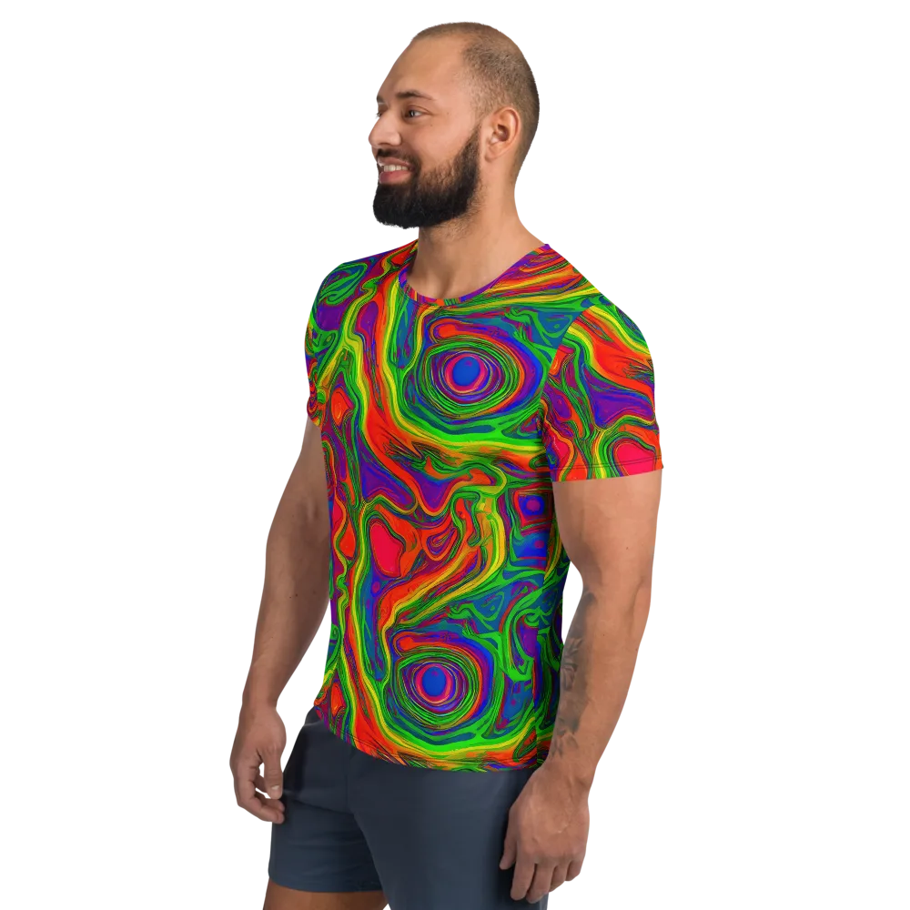 Psychedelic Waves on Men's Athletic T-Shirt — Left