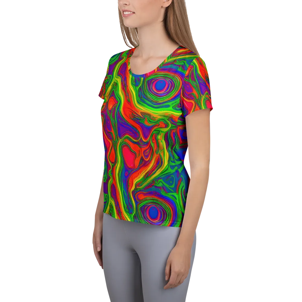 Psychedelic Waves on Women's Athletic T-Shirt — Left
