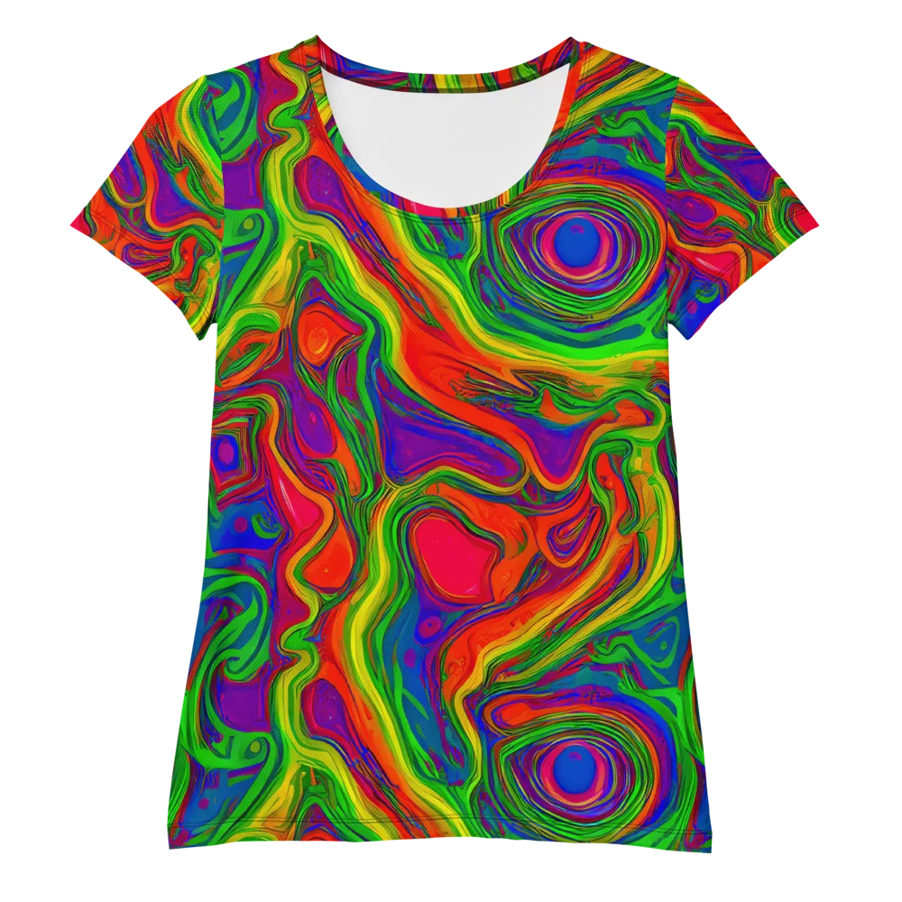 Psychedelic Waves on Women's Athletic T-Shirt — Front