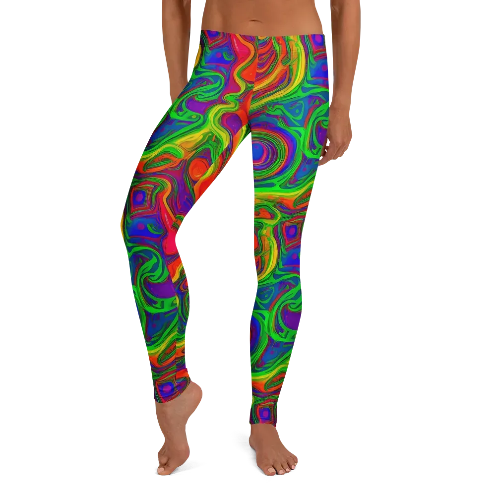 Psychedelic Waves on Leggings — Front