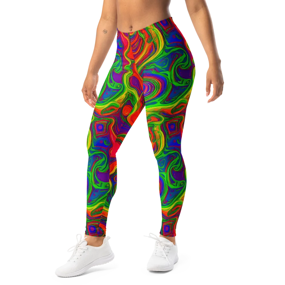 Psychedelic Waves on Leggings — Left Front