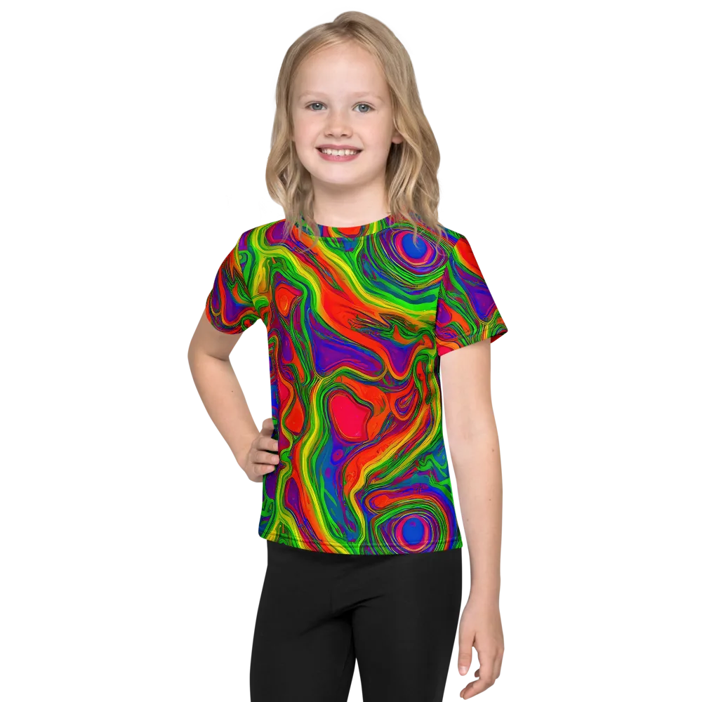 Psychedelic Waves on Kids Crew Neck T-Shirt — Front
